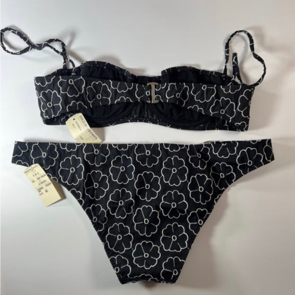 Vintage Chanel Black and White Camellia Flower Two Piece Bikini Bathing Suit - Picture 4 of 4